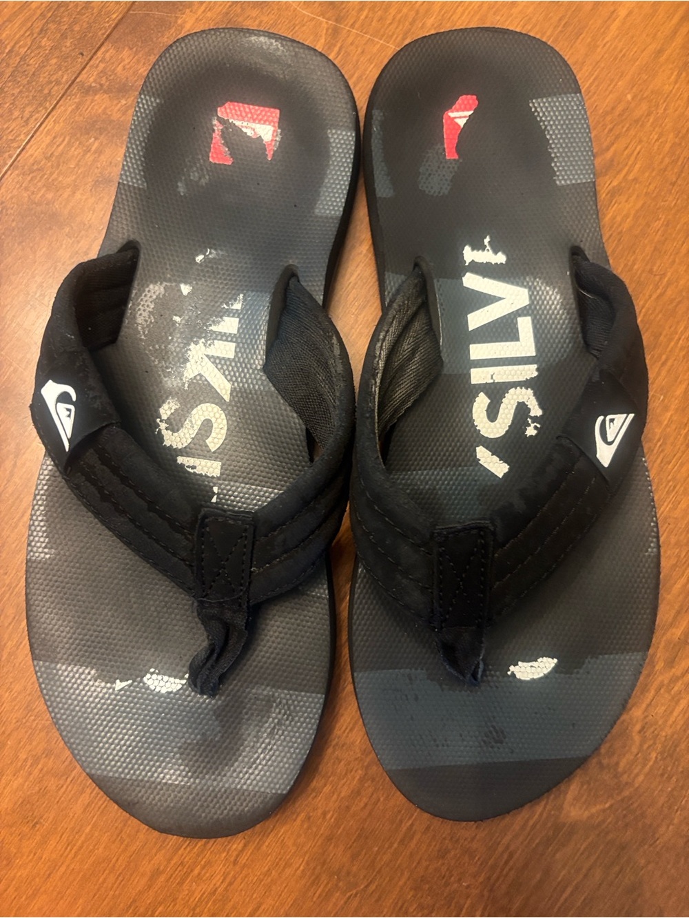 4 for $20 item Quiksilver Black Gray Men's Thong Sandals